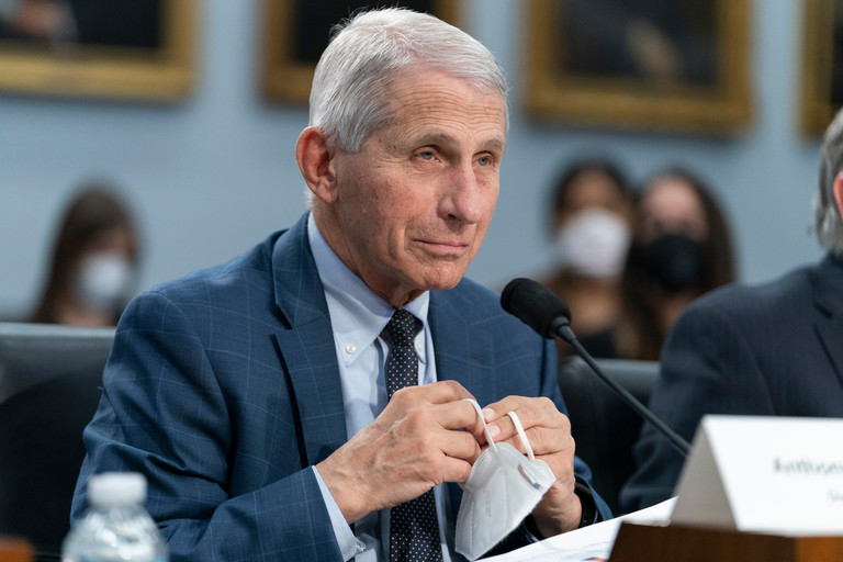 Menu icon 1/3 Close icon FILE - Dr. Anthony Fauci, director of the National Institute of Allergy and Infectious Diseases, testifies to a House Committee on Appropriations subcommittee on Labor, Health and Human Services, Education, and Related Agencies hearing, about the budget request for the National Institutes of Health, Wednesday, May 11, 2022, on Capitol Hill in Washington. A West Virginia man was sentenced Thursday, Aug. 4, 2022, to three years in federal prison after sending emails that threatened Fauci and other health officials for talking about the coronavirus and efforts to prevent it from spreading. (AP Photo/Jacquelyn Martin, File)