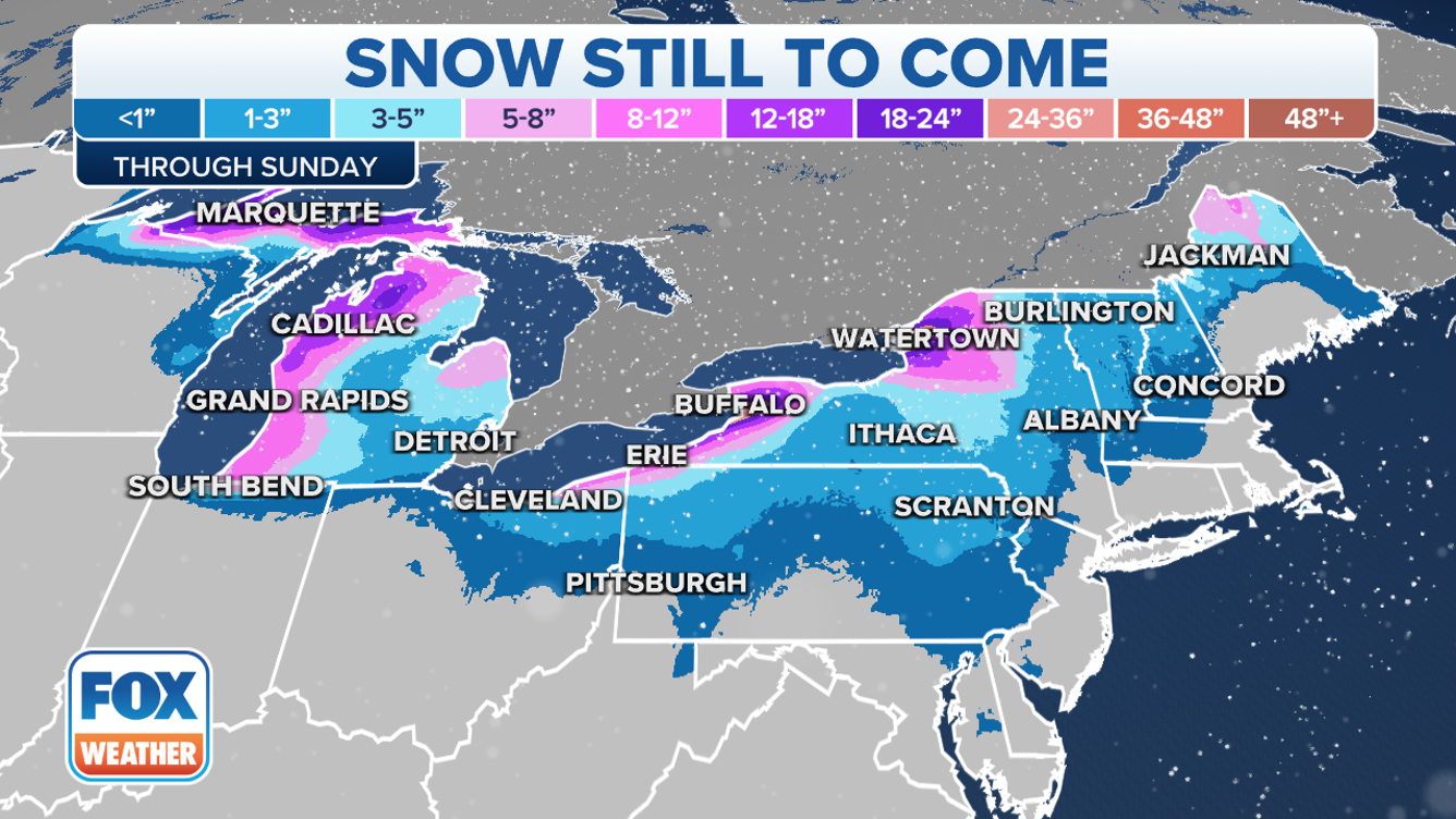 Snowfall forecast through Christmas Day. (FOX Weather)