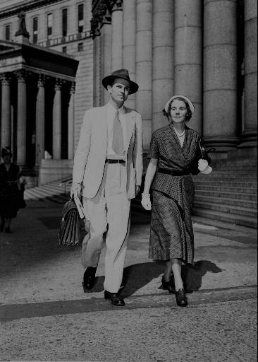 Under federal law, perjury is committed when a person “knowingly” attests to or subscribes to statements he or she does not believe are true. Perjured testimony is not protected by the First Amendment, because it undermines the ability of courts to obtain truthful testimony and to effectively administer justice. Alger Hiss, accompanied by his wife Priscilla, leaves Federal Courthouse, New York, June 23, 1949 at the conclusion of his testimony in his perjury trial. Hiss appeared on the stand for the first time in the trial and denied that he ever had been a member of the communist party, or a communist sympathizer. Hiss is charged with having perjured himself last December 15 before a Federal Grand Jury investigating subversive activities. (AP Photo, used with permission from the Associated Press)