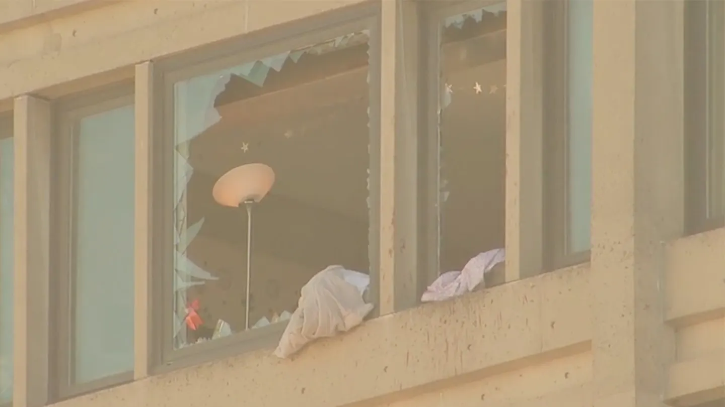 Alleged killer Michael Perry was caught dangling from a high-rise from his underwear. (WFXT/Boston 25)