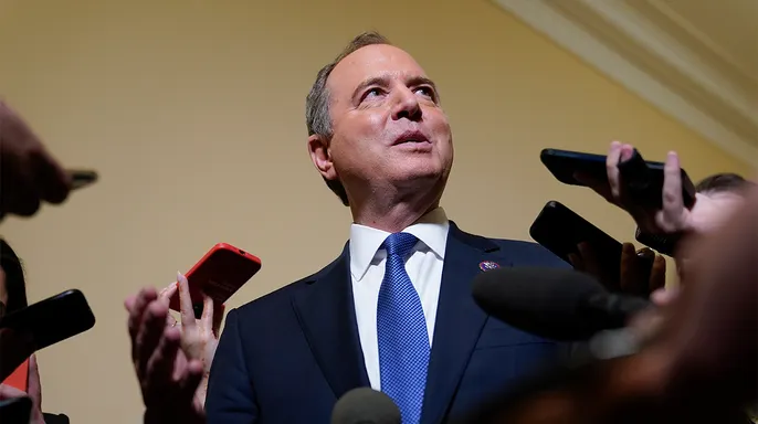 Rep. Adam Schiff, D-Calif., a member of the House select committee investigating the Jan. 6 attack on the U.S. Capitol, speaks with members of the press after a hearing at the Capitol in Washington, Tuesday, June 21, 2022. (AP Photo/Patrick Semansky)