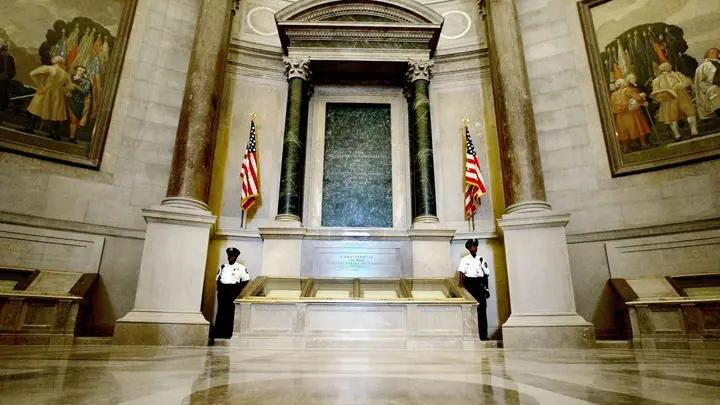 The rotunda at the National Archives (AP Photo/Ron Edmonds)