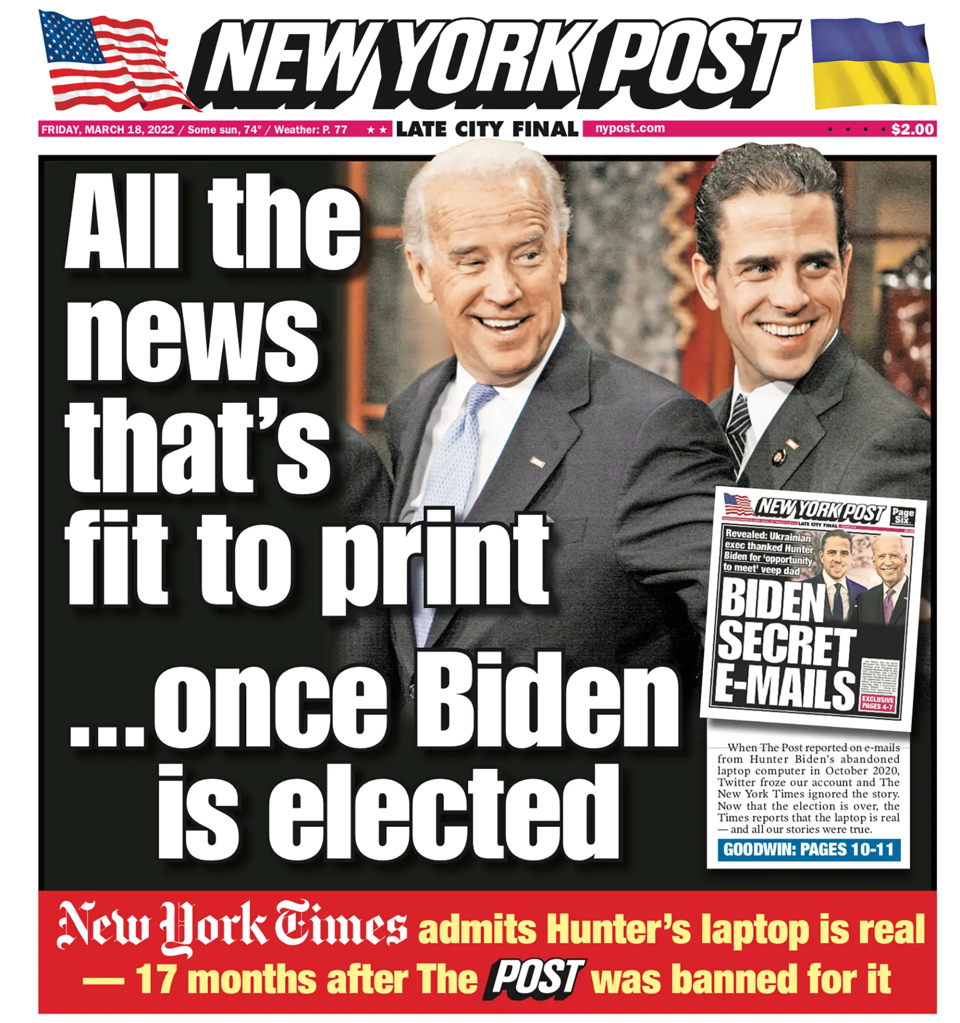 The New York Post printed information about the conspiracy around Hunter Biden’s laptop story.