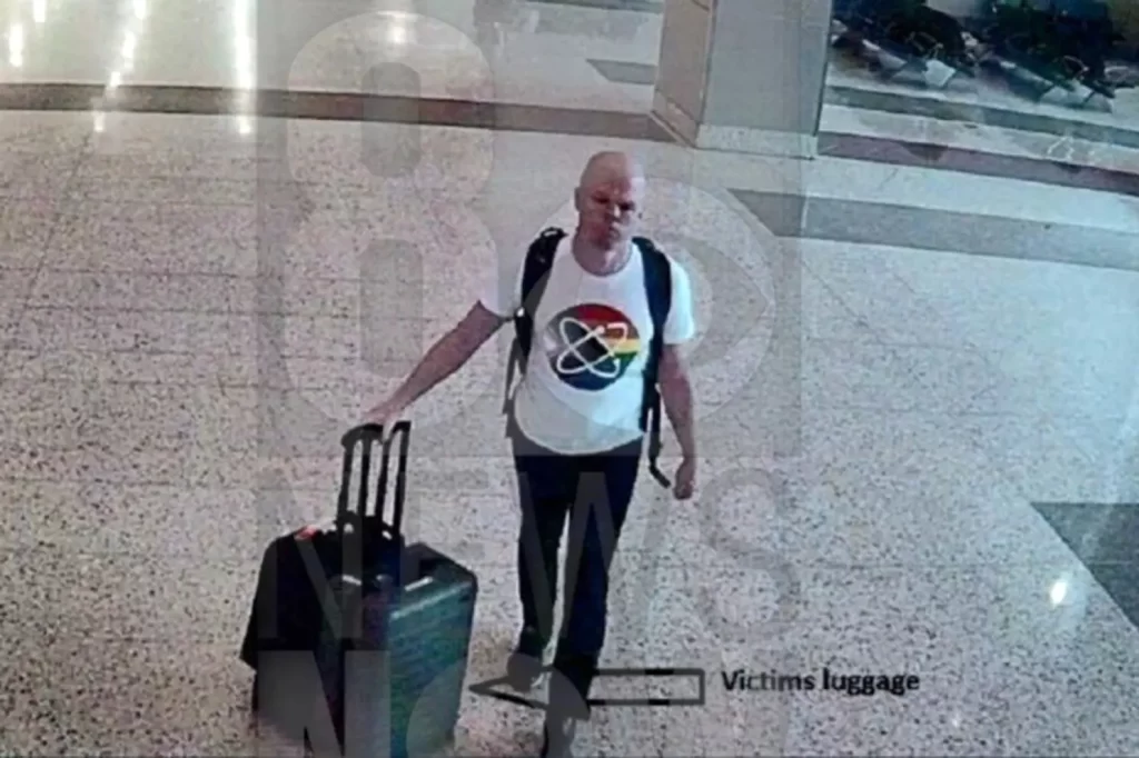 Sam Brinton was captured on security footage making off with a woman's bag worth more than $3,670 from a Las Vegas airport on July 6.