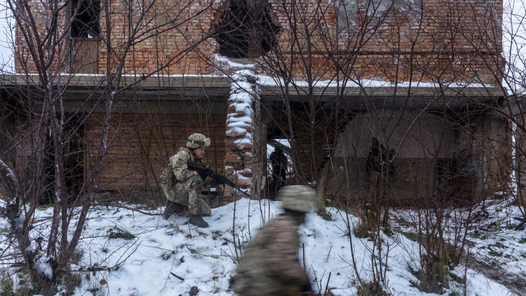 A Ukrainian military training exercise in November.© Brendan Hoffman for The New York Times