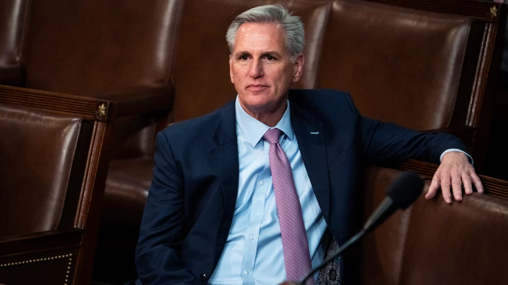 Republican Leader Kevin McCarthy, R-Calif., was elected House speaker early Saturday morning in the 15th vote. (Kent Nishimura / Los Angeles Times via Getty Images)