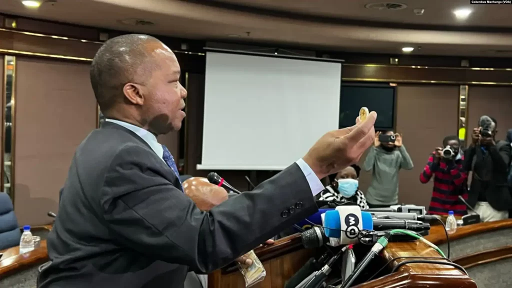 John Mangudya, head of the Reserve Bank of Zimbabwe, told reporters in Harare on July 25, 2022, the coins are designed to reduce demand for U.S. dollars in the country.