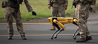 Spot being tested alongside British Royal Air Force service members