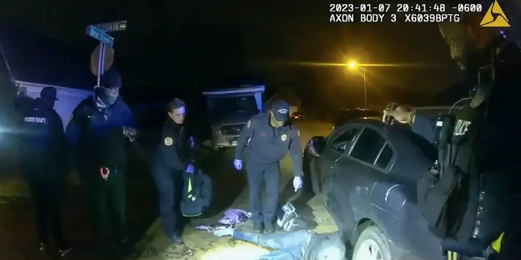 The image from video released on Jan. 27, 2023, by the City of Memphis, shows Tyre Nichols on the ground as medics arrive during a brutal attack by five Memphis police officers on Jan. 7, 2023, in Memphis, Tenn. 