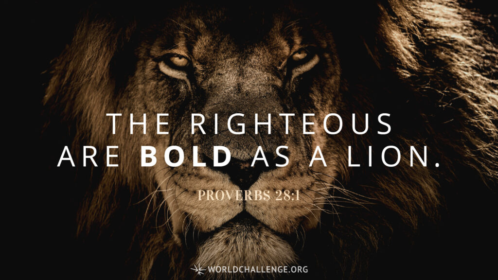 Proverbs 28:1   “The wicked flee when no one pursues, but the righteous are bold as a lion