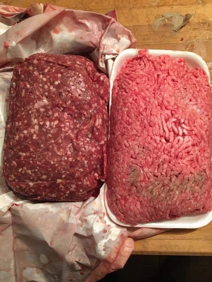 store beef(right), and farm beef(left)